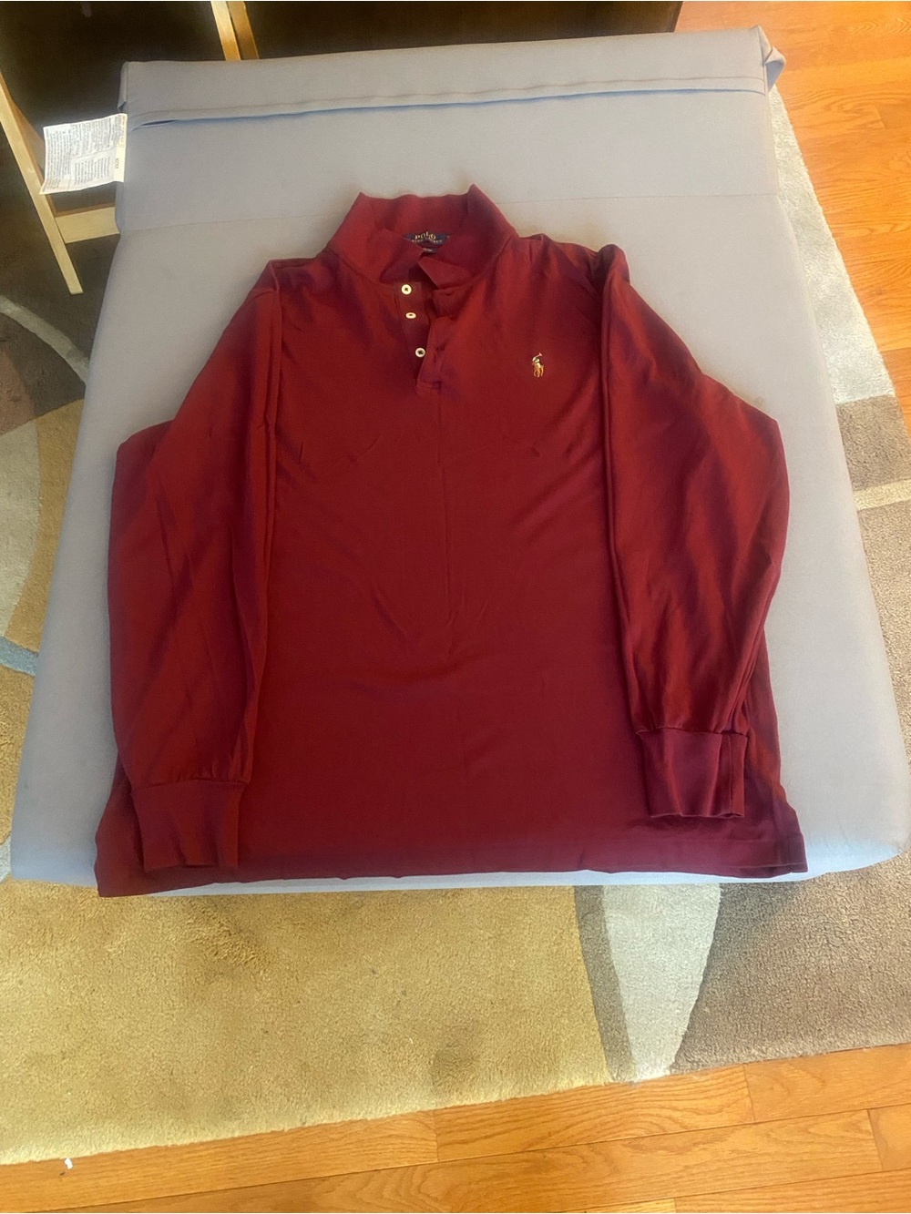 Ralph Lauren Long-Sleeve Polo Shirt - Maroon with Gold Logo